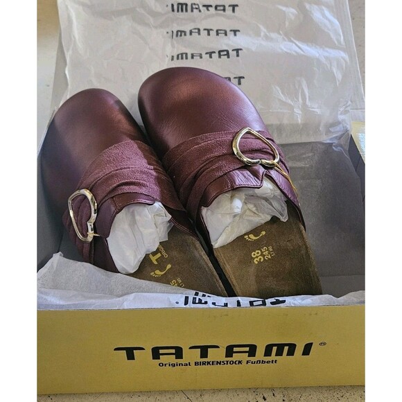 Birkenstock Tatami Libra Gold Heart Accent Womens 7.5 to 8 Wine NIB - Picture 3 of 8